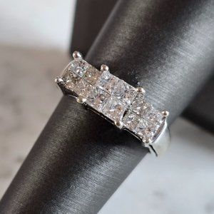 Womens Vintage Estate 14K White Gold Diamond Ring 5.2g E7227